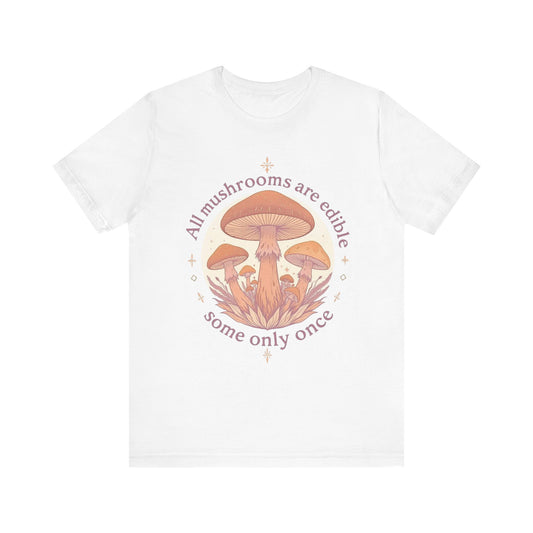 Mushroom Themed Unisex Tee - Edible Mushrooms Design, Casual Wear, Nature Lover Gift, Festival Outfit, Eco-Friendly Fashion