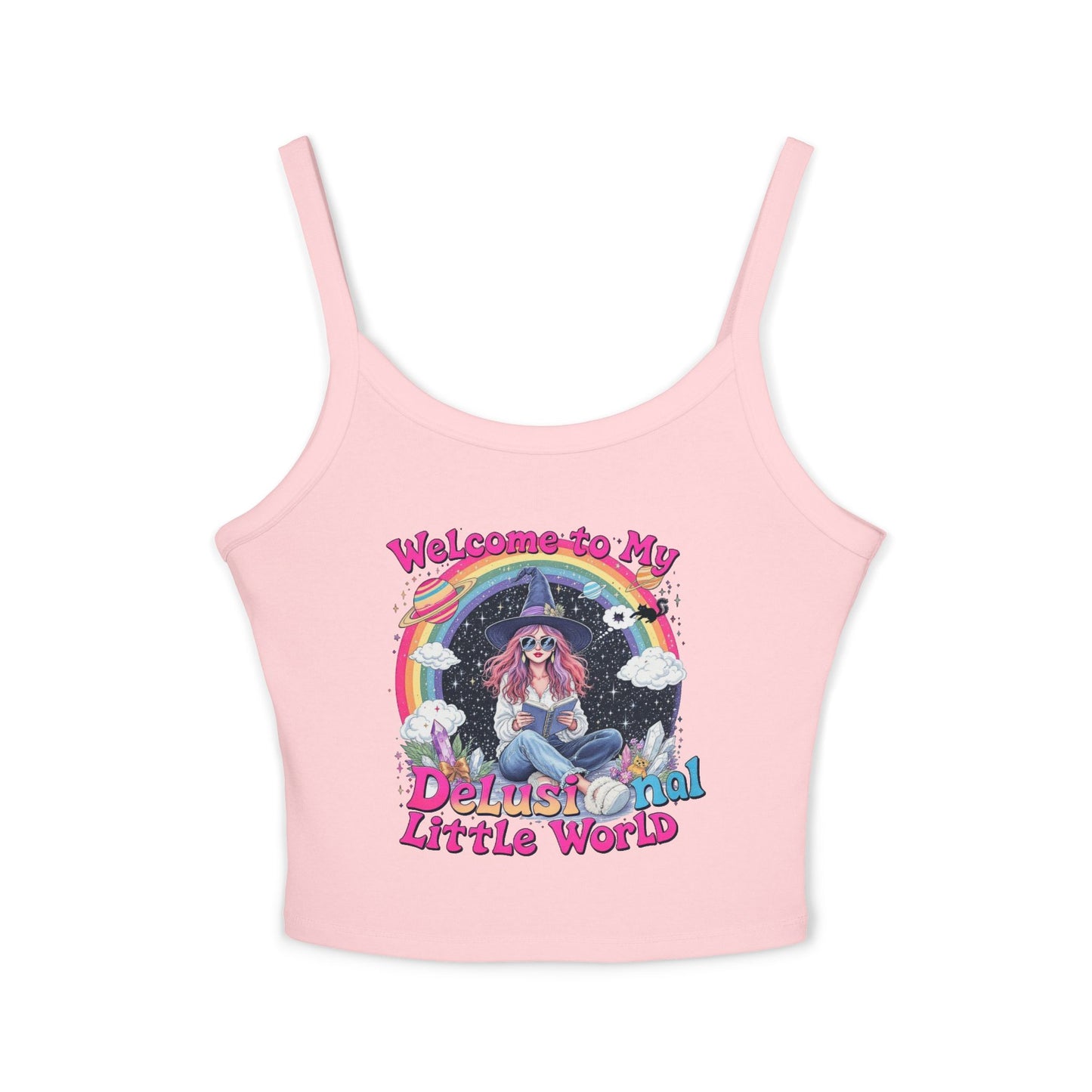 Welcome to My Delusional Little World Spaghetti Strap Tank Top, Fun Summer Top, Festival Outfit, Boho Clothing, Gift for Dreamers