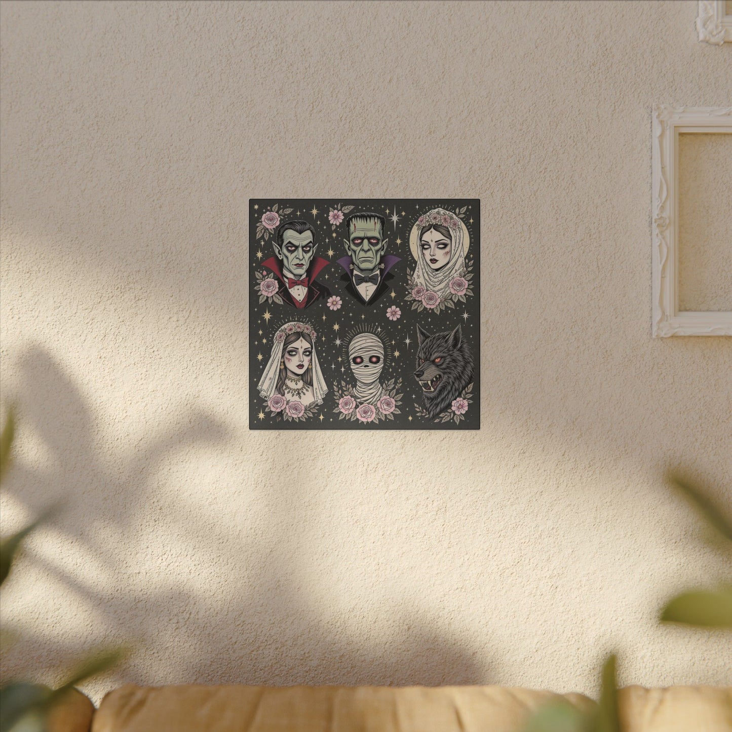Gothic Horror Art Canvas Print, Wall Decor, Halloween Decoration, Spooky Home Art, Vampire and Monster Wall Art