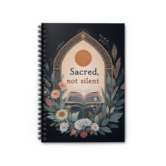 Chic Spiral Notebook - "Sacred, not silent" - Aesthetic Journal for Creativity, Gift for Writers, Study, Daily Inspiration, Art Notebook