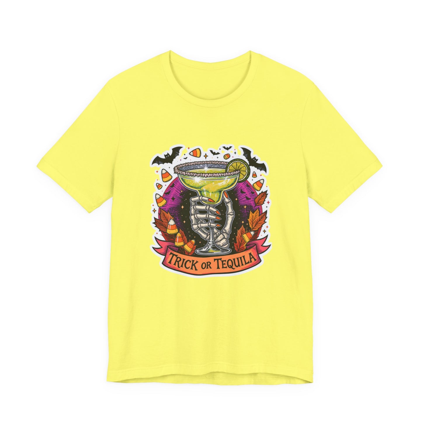 Halloween Trick or Tequila Tee - Unisex Jersey T-Shirt, Spooky Party Shirt, Autumn Apparel, Day of the Dead Gift, Halloween Costumes