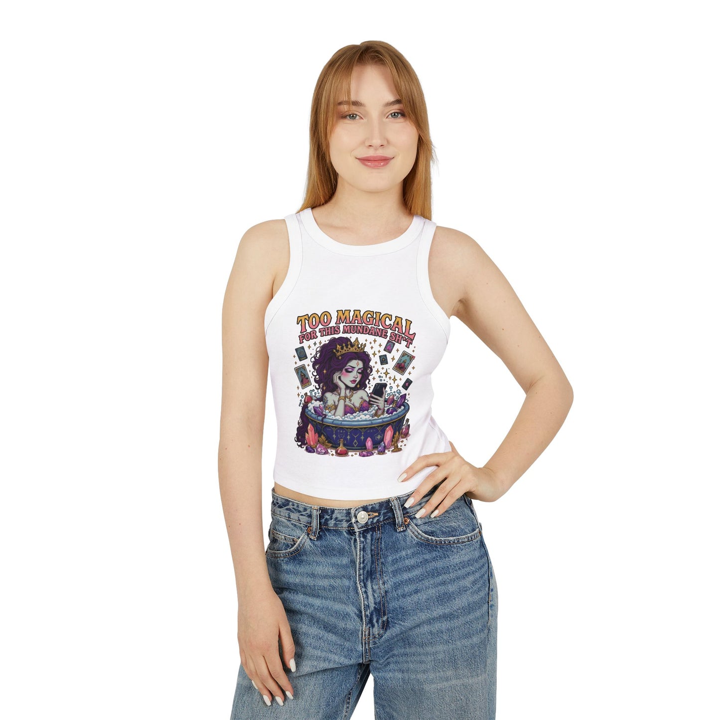 Too Magical Women's Micro Rib Racer Tank Top, Crop Top, Summer Fashion, Festival Wear, Casual Outfit, Witchy Style
