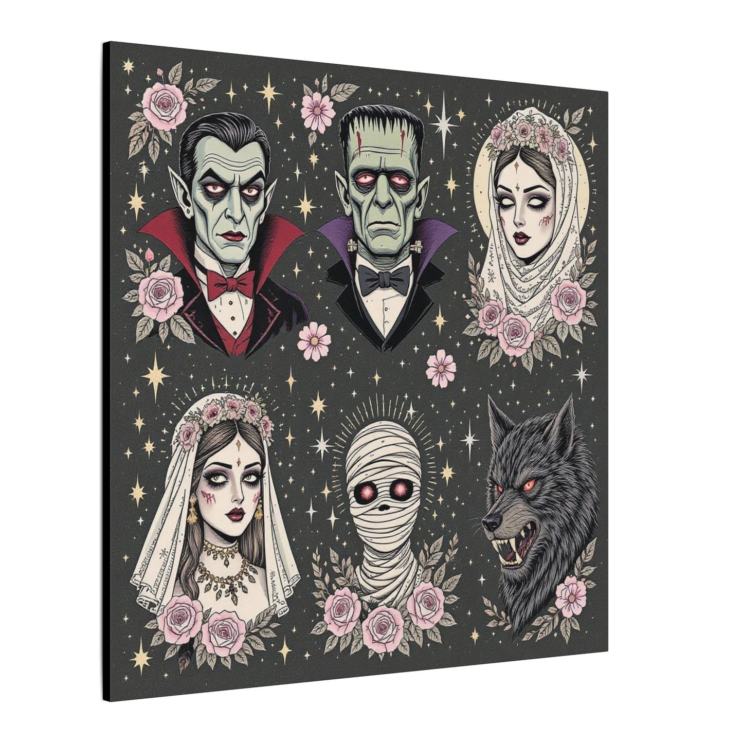Gothic Horror Art Canvas Print, Wall Decor, Halloween Decoration, Spooky Home Art, Vampire and Monster Wall Art