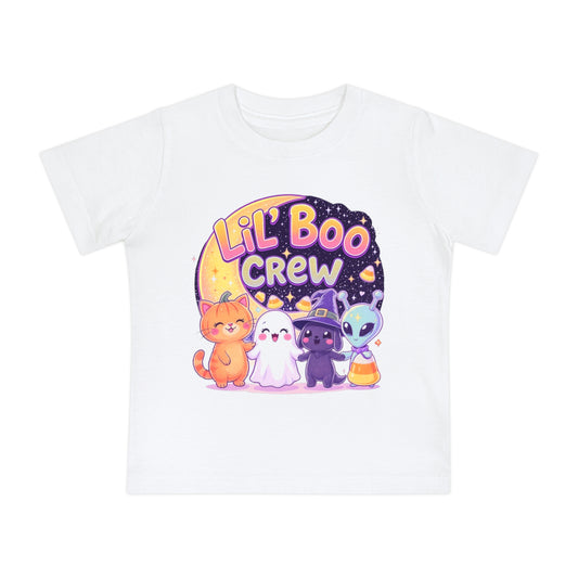Lil Boo Crew Baby T-Shirt, Cute Halloween Kids Tee, Adorable Cat Ghost Alien Shirt, Toddler Fall Fashion, Spooky Baby Outfit
