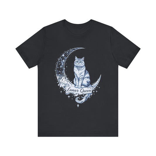 Lunar Queen Cat Tee, Unisex T-Shirt, Moon Cat Shirt, Astrology Gift, Celestial T-Shirt, Cat Lover Apparel