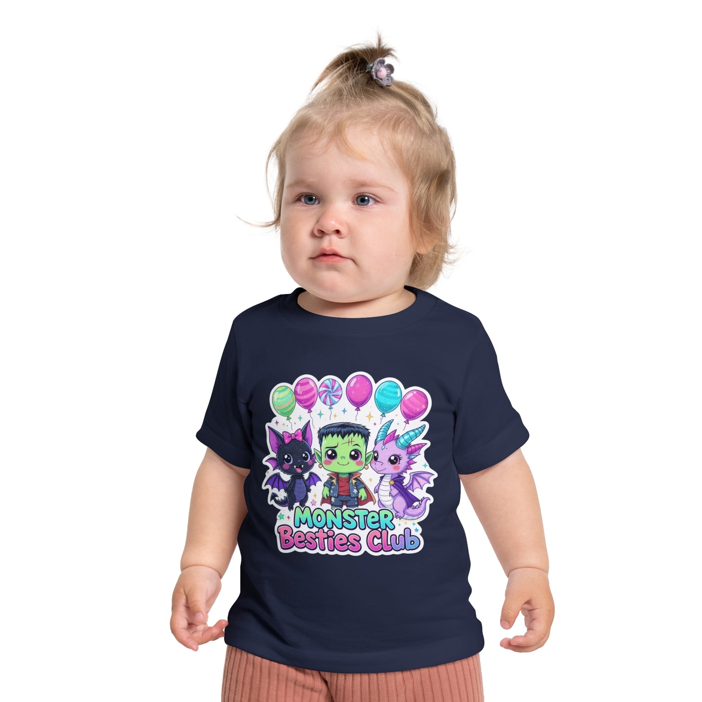Adorable Monster Besties Club Baby T-Shirt, Cute Kids Tee, Birthday Gift, Halloween Outfit, Playful Apparel