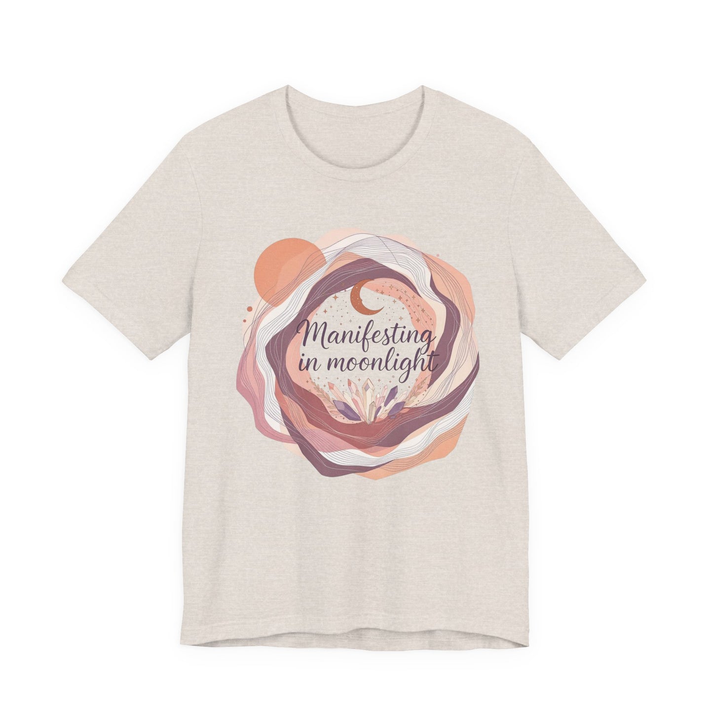 Manifesting in Moonlight Tee, Unisex Jersey Shirt, Boho Aesthetic T-Shirt, Gift for Spiritual Seekers, Moon Lovers Apparel, Affirmation Top