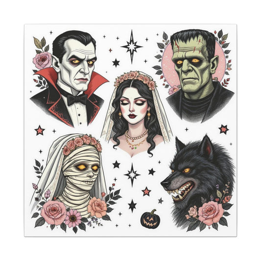 Gothic Wall Art, Halloween Decor, Horror Art Print, Vintage Style Canvas, Spooky Home Decoration