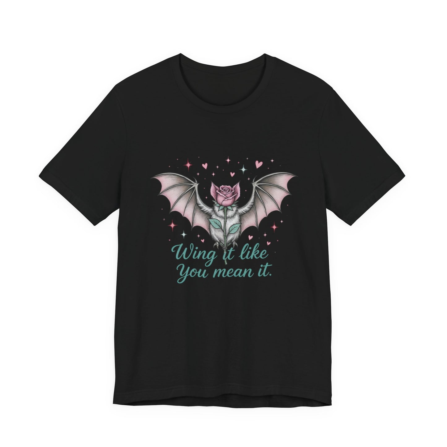 Gothic Floral Graphic Tee - Wing It Like You Mean It, Unisex T-Shirt, Alternative Fashion, Gothic Style, Gift for Her