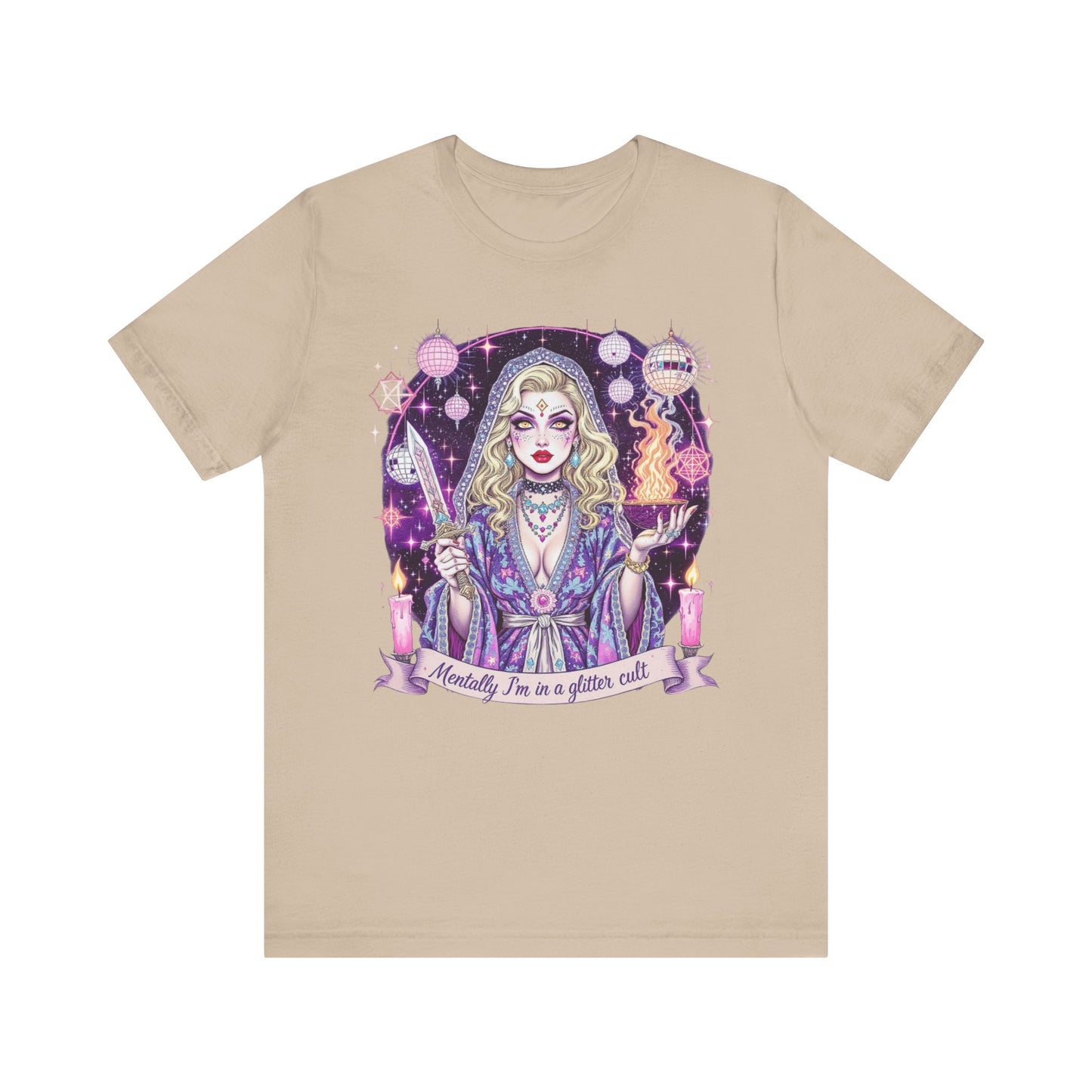 Mystical Graphic Tee - "Mentally I'm in a Glitter Cult" T-shirt, Witchy Apparel, Gift for Magic Lovers, Aesthetic Cute Tee, Casual Outfit