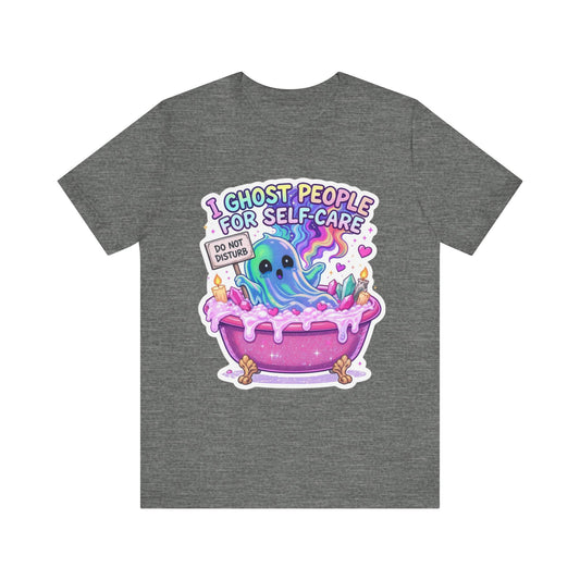 Cute Ghost Self-Care Tee, Unisex Graphic T-Shirt, Halloween Shirt, Self-Love Gift, Quirky Apparel
