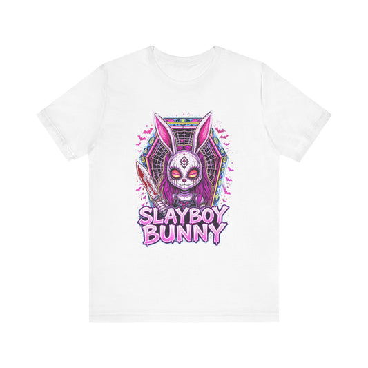 Slayboy Bunny T-Shirt - Unisex Jersey Tee, Funny Graphic Tee, Gift for Bunny Lovers, Halloween Outfit, Statement Shirt