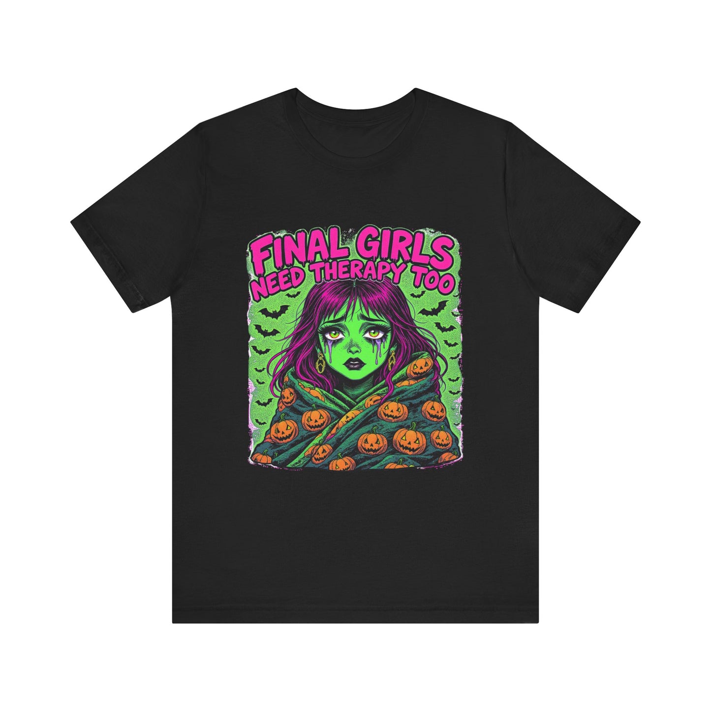 Horror Movie Tee, Final Girls Therapy, Unisex Jersey Short Sleeve T-Shirt, Halloween Shirt, Scary Movie Gift, Horror Fan Apparel