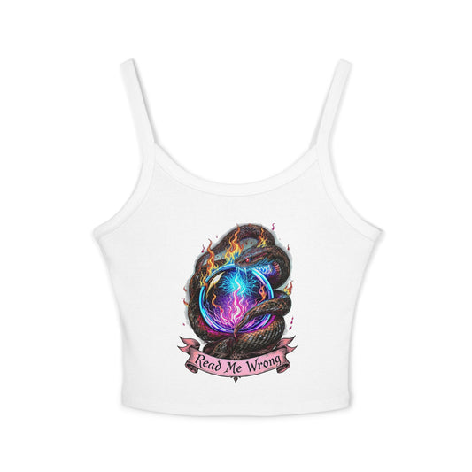 Mystical Read Me Wrong Spaghetti Strap Tank Top, Bohemian Women's Top, Summer Wear, Festival Fashion, Trendy Crop Top