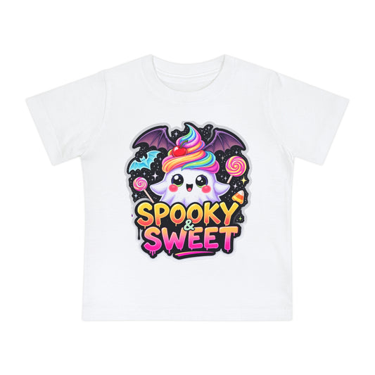 Spooky & Sweet Baby T-Shirt, Cute Ghost Tee, Halloween Outfit, Toddler Bat Shirt, Adorable Kids Apparel, Fun Party Wear