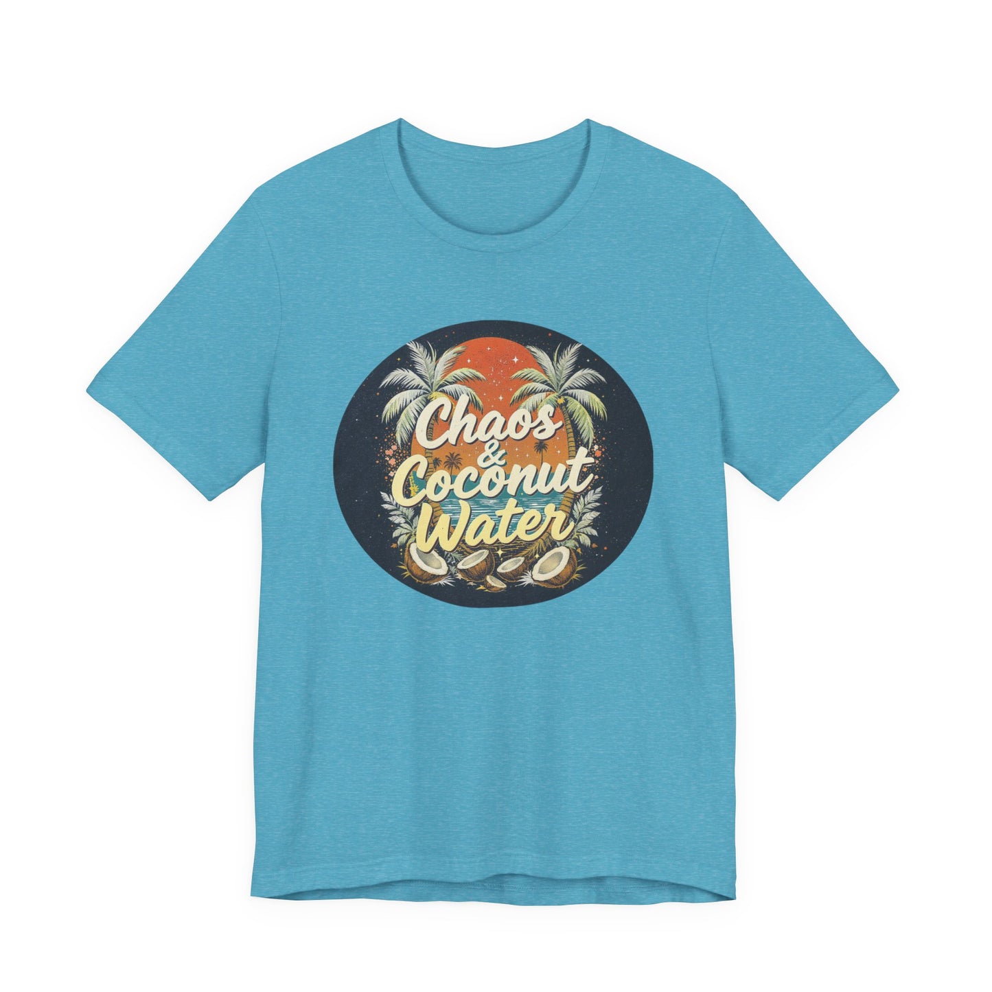 Tropical Vibes Tee - Chaos & Coconut Water Short Sleeve Shirt for Summer Beach Days, Travel, Gifts, Relaxation, Casual Wear, Vacation