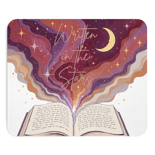 Celestial Book Mouse Pad, Written in the Stars, Inspirational Desk Accessory, Gift for Readers, Astrology Gifts, Office Decor