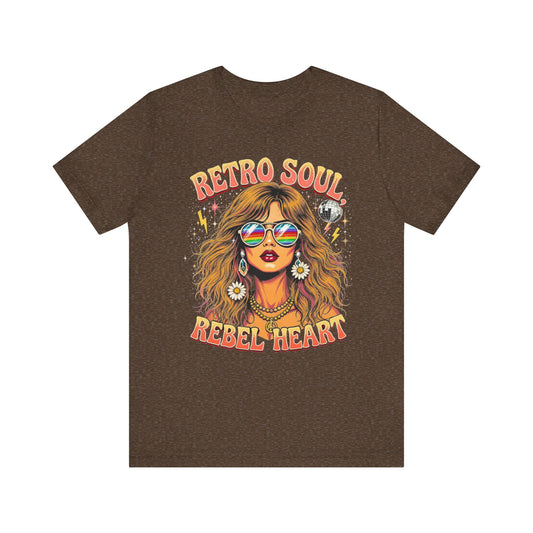 Retro Soul Rebel Heart Tee | Boho Vintage T-Shirt, Summer Festival Wear, Music Lover Gift, Unisex Graphic Tee, Retro Fashion Top