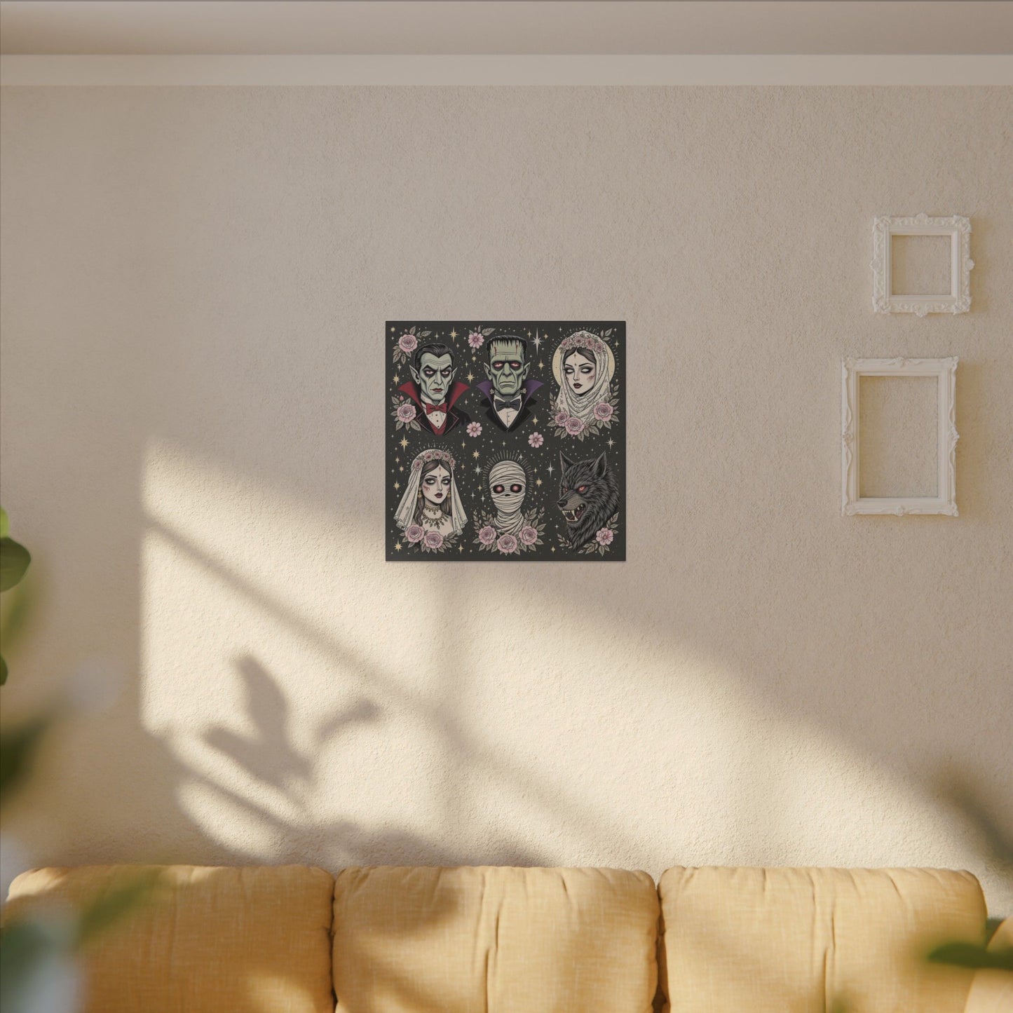 Gothic Horror Art Canvas Print, Wall Decor, Halloween Decoration, Spooky Home Art, Vampire and Monster Wall Art