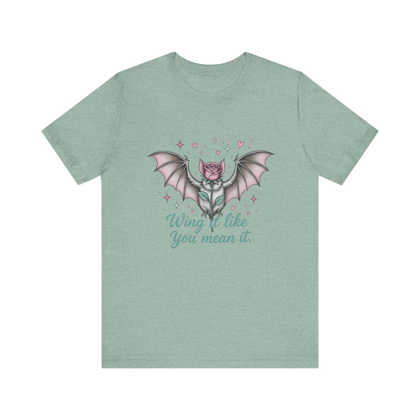 Gothic Floral Graphic Tee - Wing It Like You Mean It, Unisex T-Shirt, Alternative Fashion, Gothic Style, Gift for Her