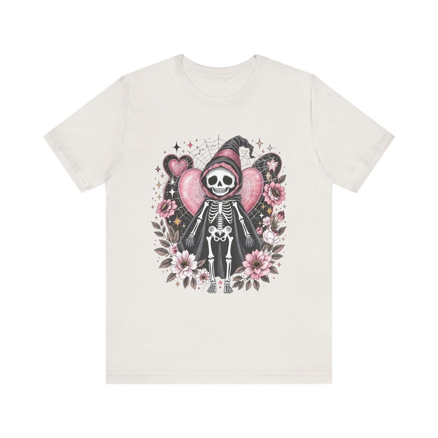 Skeleton Love Graphic Tee, Unisex T-Shirt, Halloween Apparel, Floral Skeleton Shirt, Edgy Gift for Her