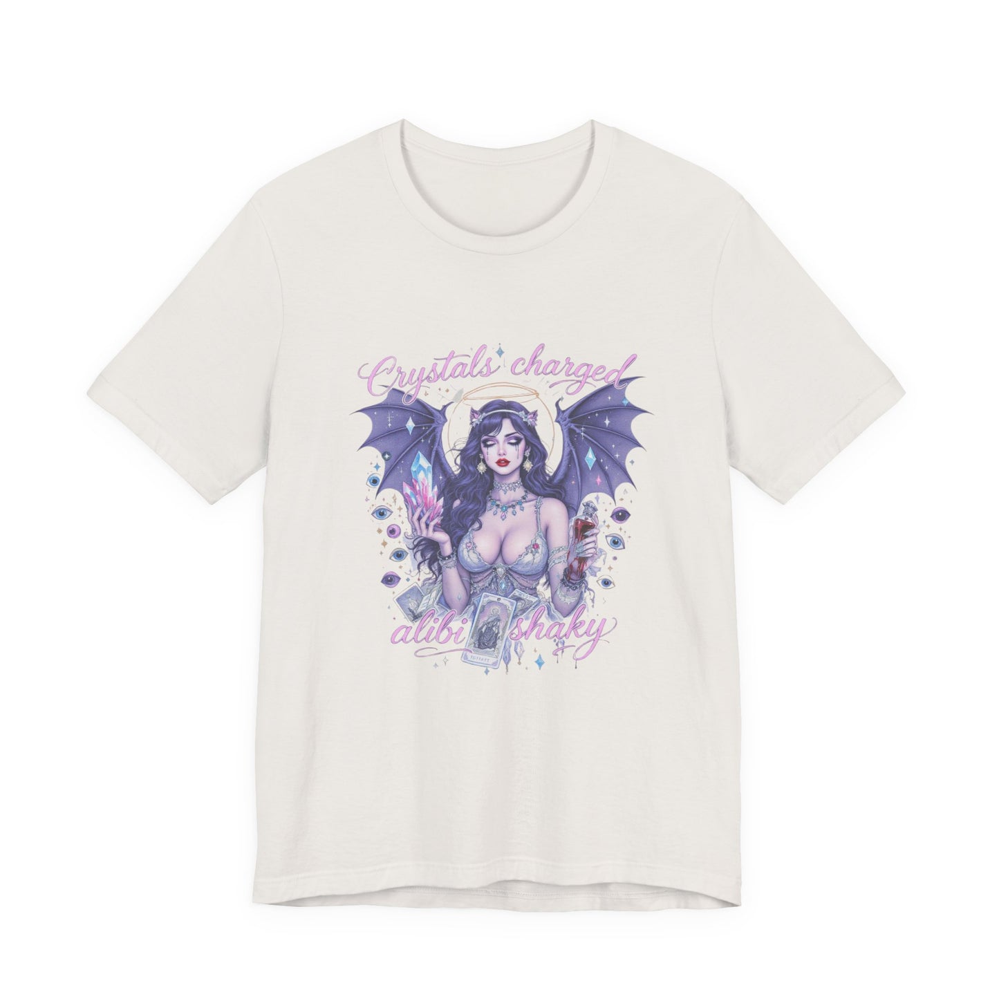 Enchanting Crystal Charged Tee for Spirituality Enthusiasts, Fantasy Tee, Unisex Graphic T-Shirt, Bohemian Style, Gift for Occult Lovers