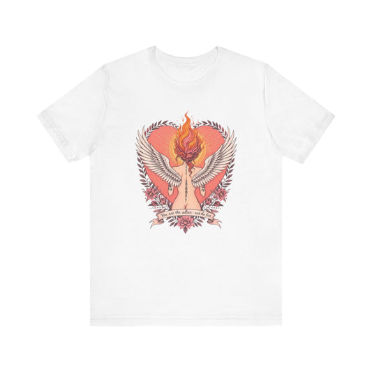 Phoenix Heart Graphic Tee, Flame Wings Shirt, Unisex T-Shirt for Couples, Creative Gift for Birthdays, Inspirational Apparel