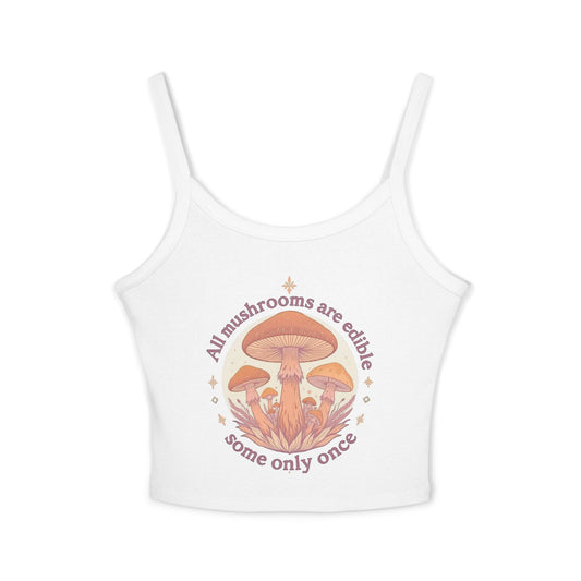 Mushroom Theme Women's Spaghetti Strap Tank Top, Cute Summer Top, Psychedelic Apparel, Festival Fashion, Gift for Nature Lovers