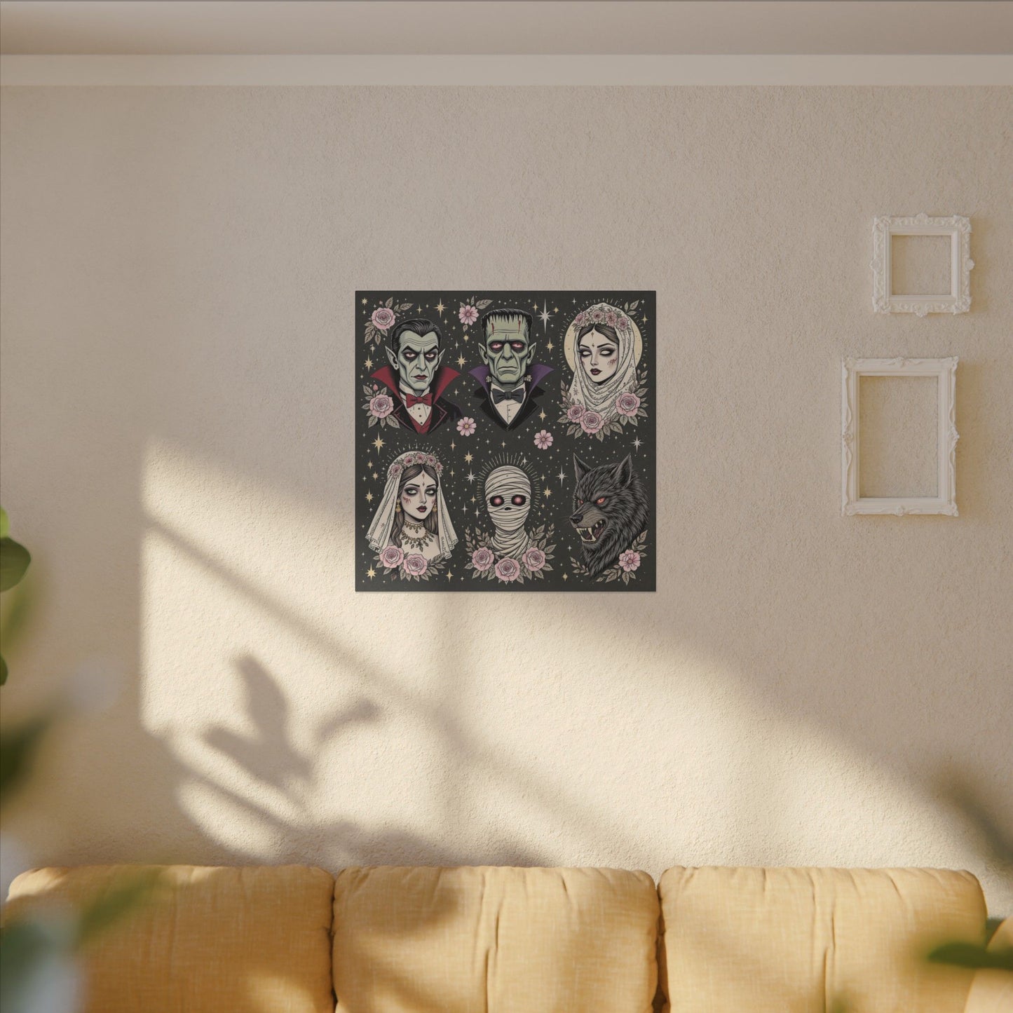 Gothic Horror Art Canvas Print, Wall Decor, Halloween Decoration, Spooky Home Art, Vampire and Monster Wall Art