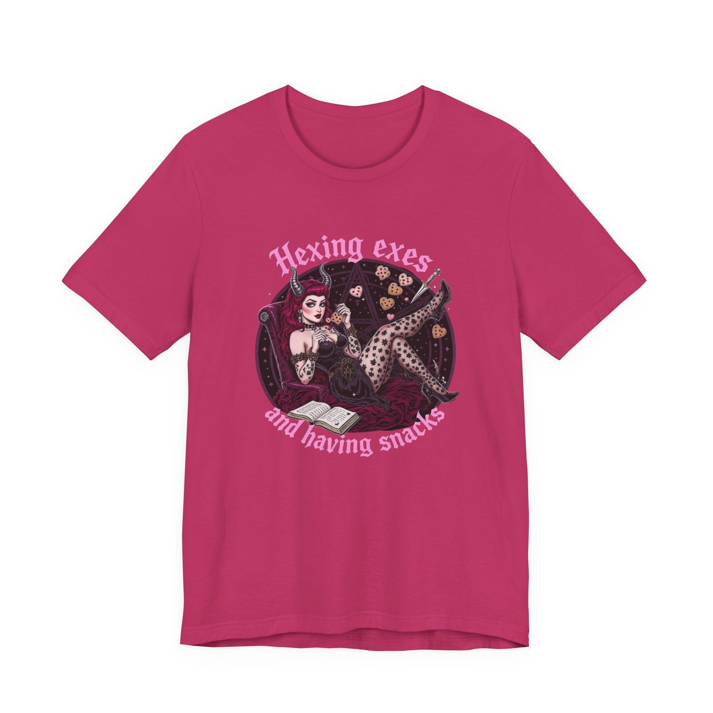 Hexing Exes and Having Snacks Tee, Witchy T-Shirt, Alternative Fashion, Gift for Her, Humor Shirt, Halloween Apparel