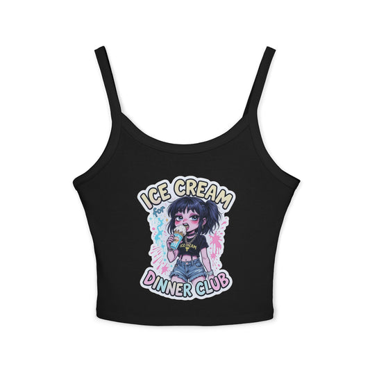 Ice Cream Dinner Club Women's Spaghetti Strap Tank Top, Cute Summer Top, Festival Outfit, Gift for Her, Ice Cream Lover's Apparel