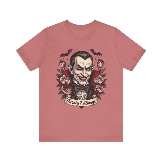Vampire-Themed Short Sleeve Tee, Halloween Shirt, Unisex Graphic Tee, Posh Vampire Tee, Spooky Gift, Horror Lover's Apparel