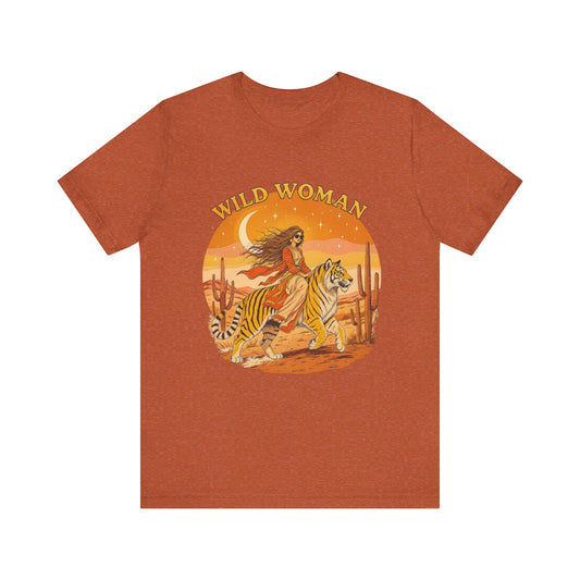 Wild Woman Graphic Tee - Unisex Jersey Short Sleeve Shirt, Bohemian Style, Casual Wear, Gift for Adventurers, Festival Attire