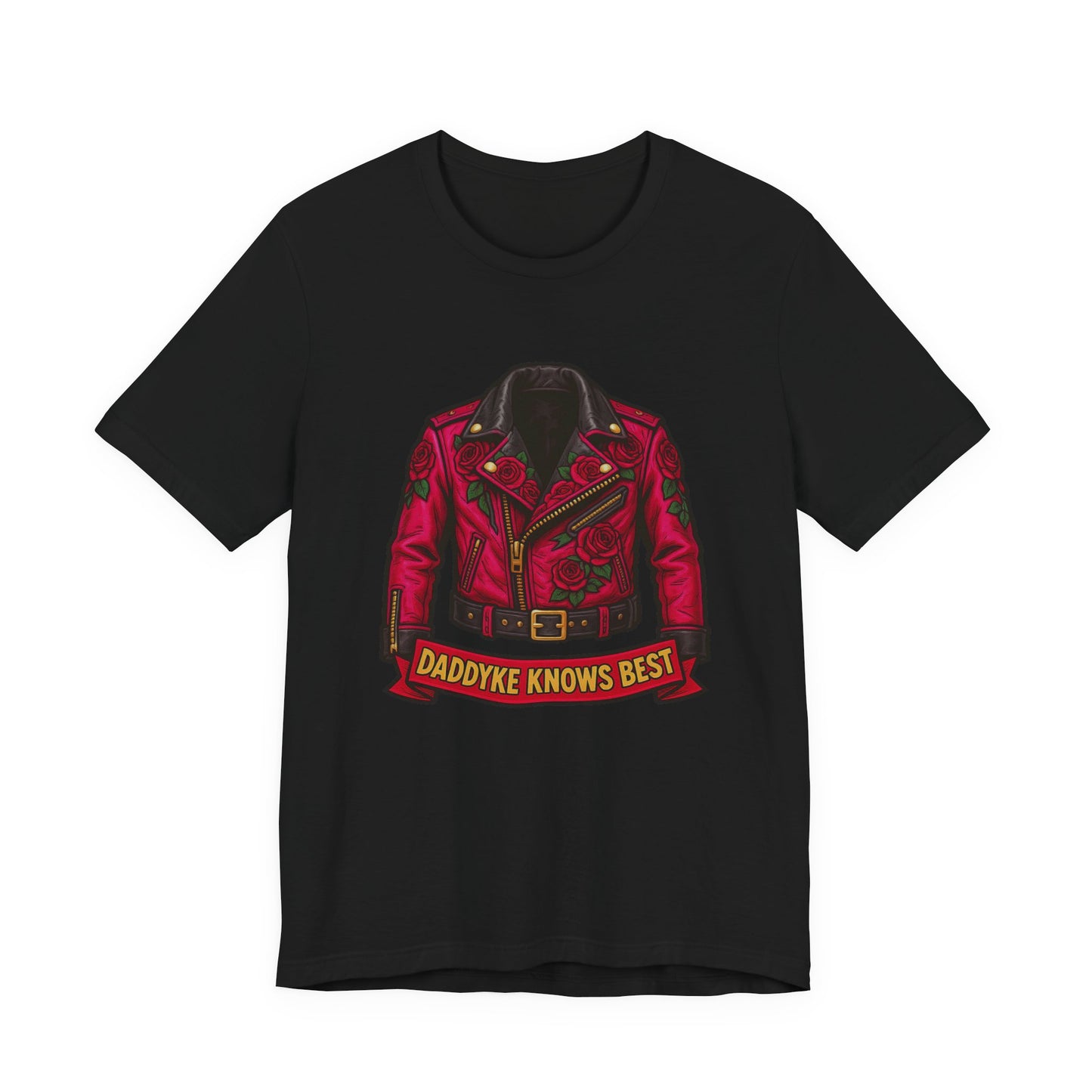 Rockin' Dad's Tee - Unisex Jersey Short Sleeve with Leather Jacket Design, Birthday Gift, Casual Wear, Rock [...]