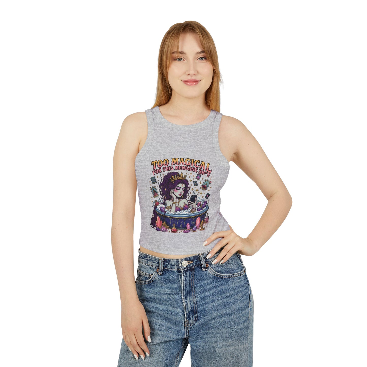Too Magical Women's Micro Rib Racer Tank Top, Crop Top, Summer Fashion, Festival Wear, Casual Outfit, Witchy Style