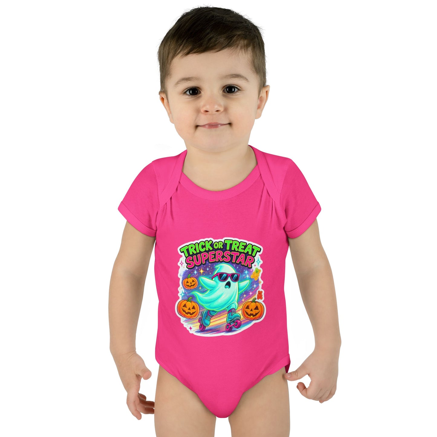 Trick or Treat Ghost Baby Bodysuit, Halloween Infant Onesie, Cute Baby Costume, Halloween Gift, Baby Superhero Outfit
