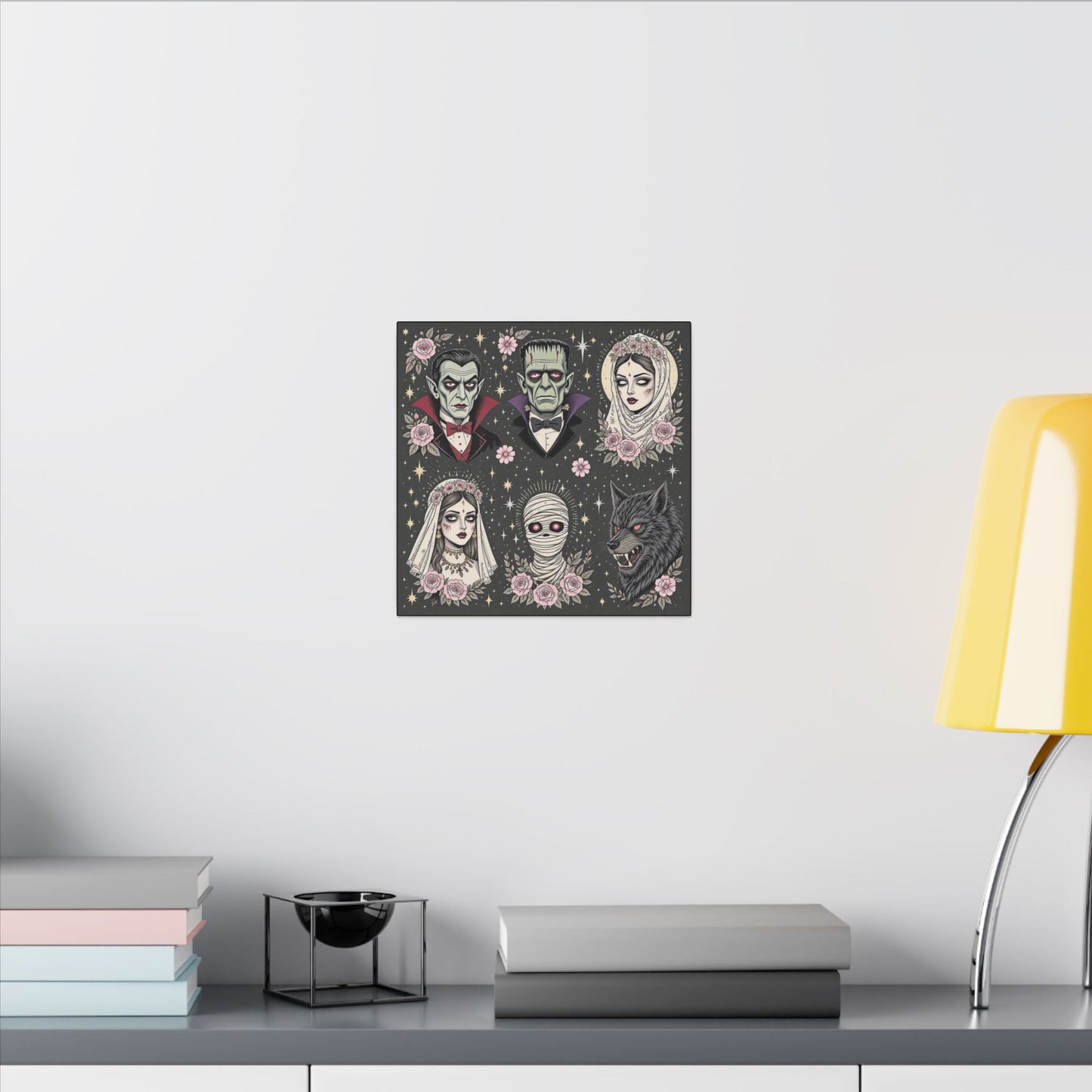 Gothic Horror Art Canvas Print, Wall Decor, Halloween Decoration, Spooky Home Art, Vampire and Monster Wall Art