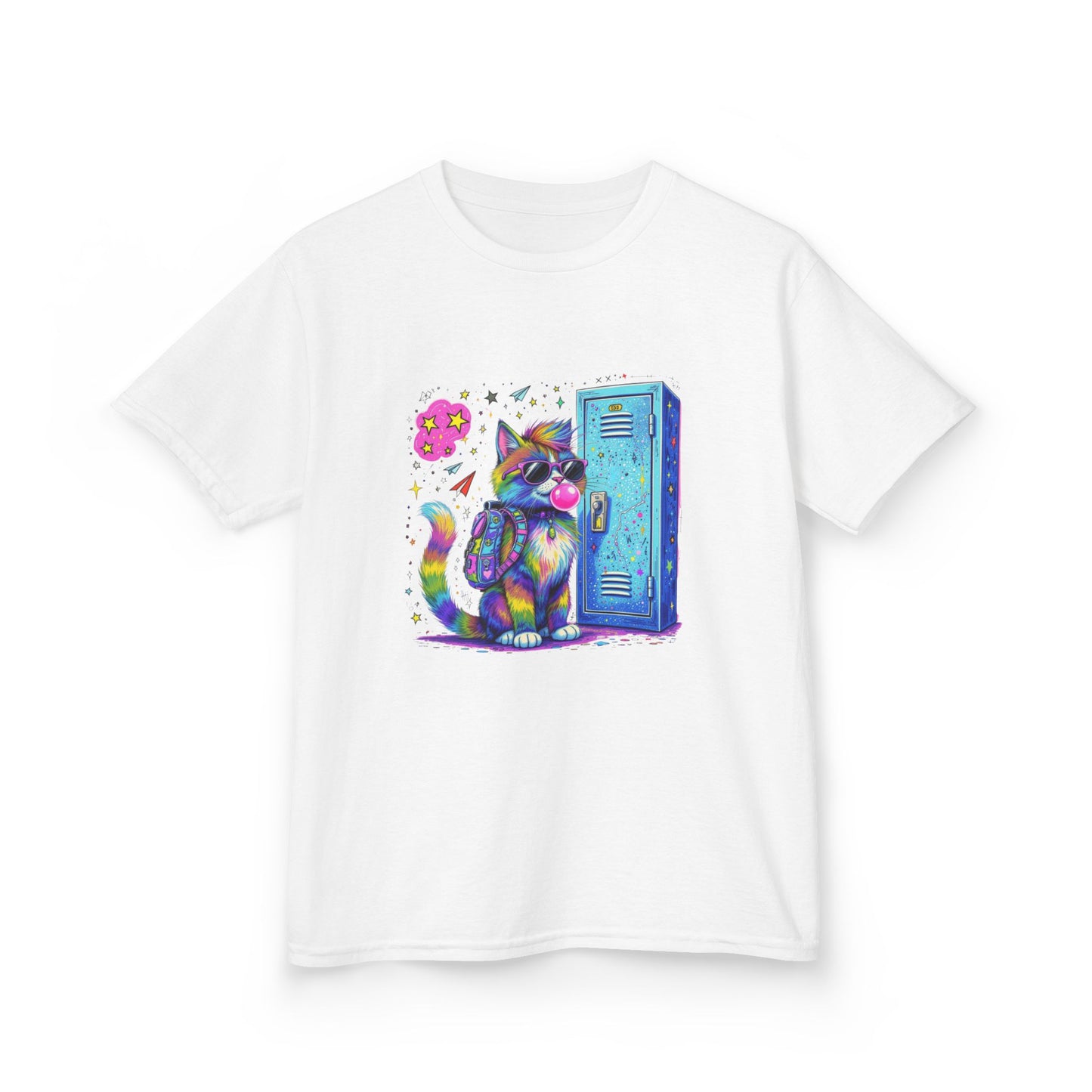 Cool Kat Kids Back-to-School Tee, Children's T-Shirt, Cat Graphic Tee, School Fashion, Kids Gift, Trendy Youth Apparel