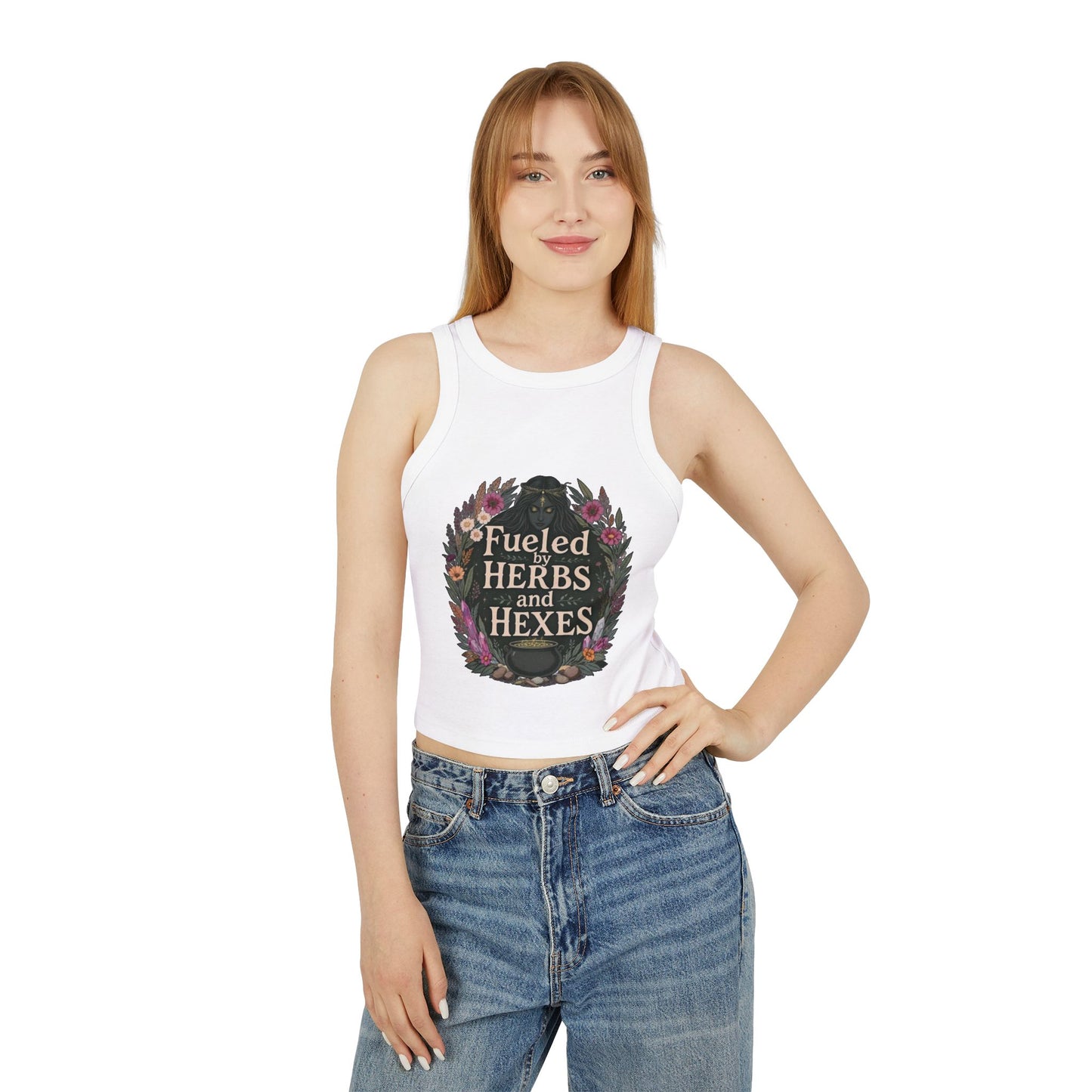 Feminine Witchy Crop Tank Top, Fuel Your Spirit, Occult Apparel, Boho Style, Magical Gifts, Summer Vibes