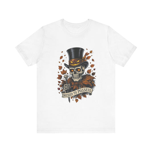 Dressed To Possess Halloween Tee, Unisex T-shirt, Spooky Shirt, Scary Costume Top, Creepy Graphic Tee