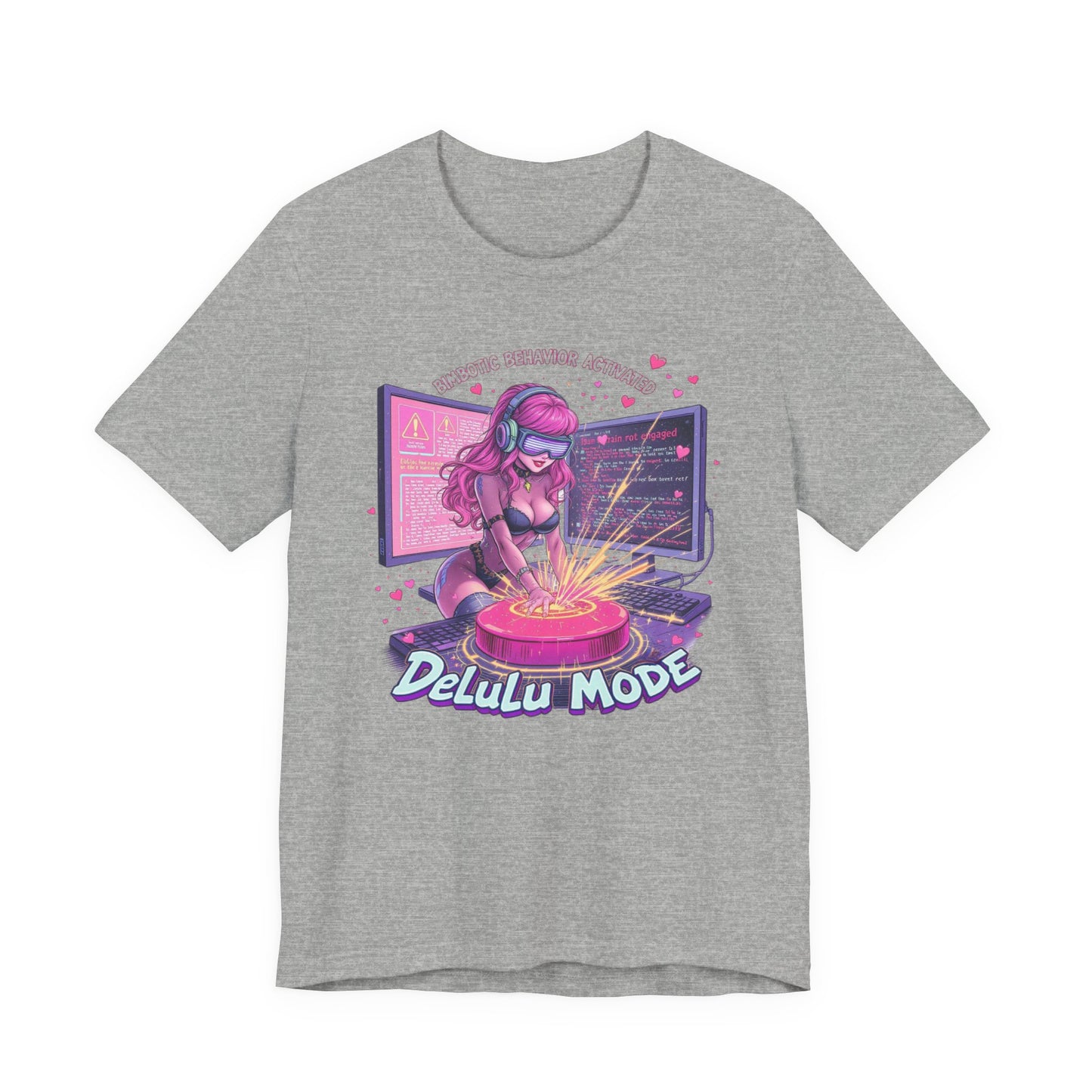 Delulu Mode Graphic Tee, Fun Tech Fashion T-Shirt, Gamer Outfit, Creative Lifestyle Gift, Gamer Girl Short Sleeve Shirt