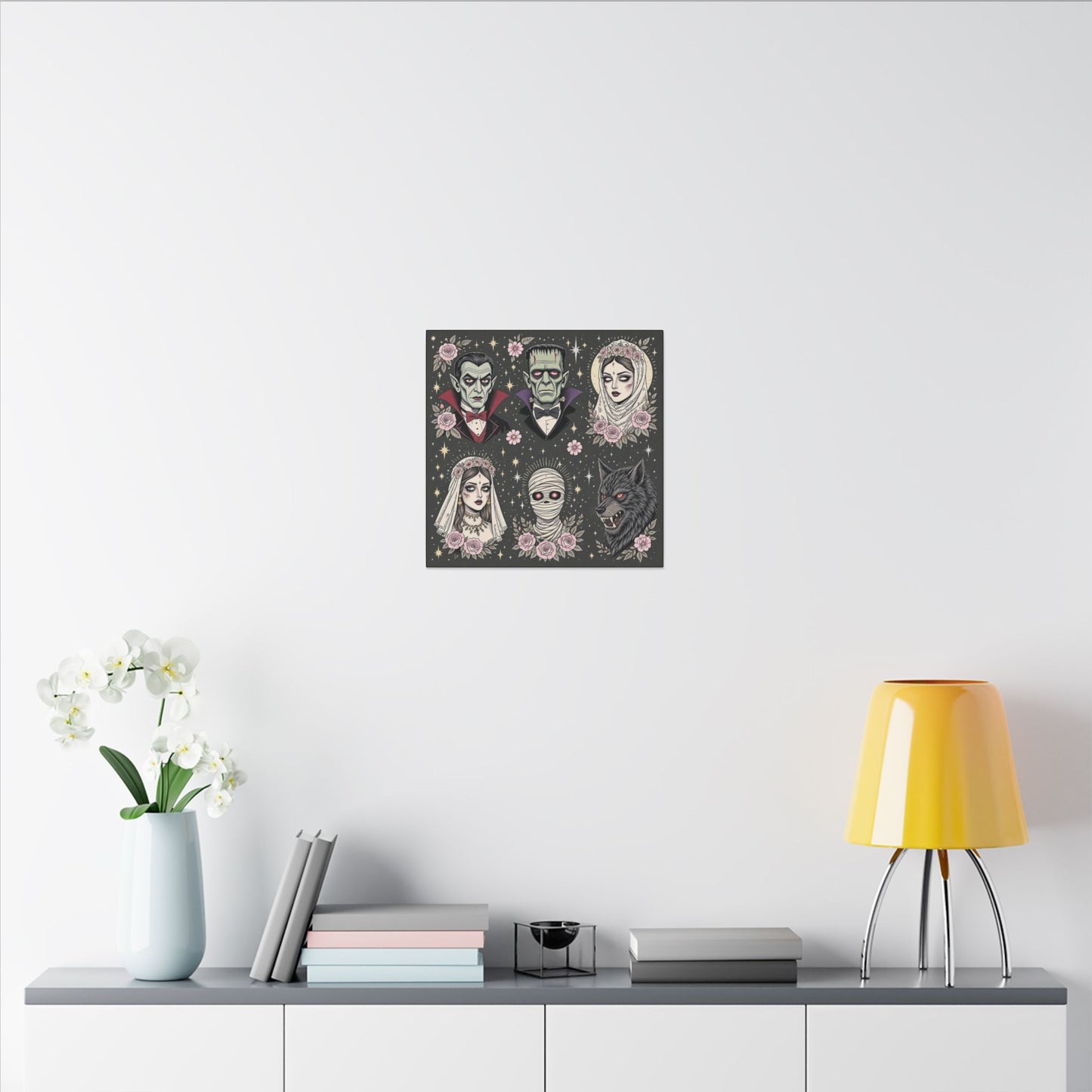 Gothic Horror Art Canvas Print, Wall Decor, Halloween Decoration, Spooky Home Art, Vampire and Monster Wall Art