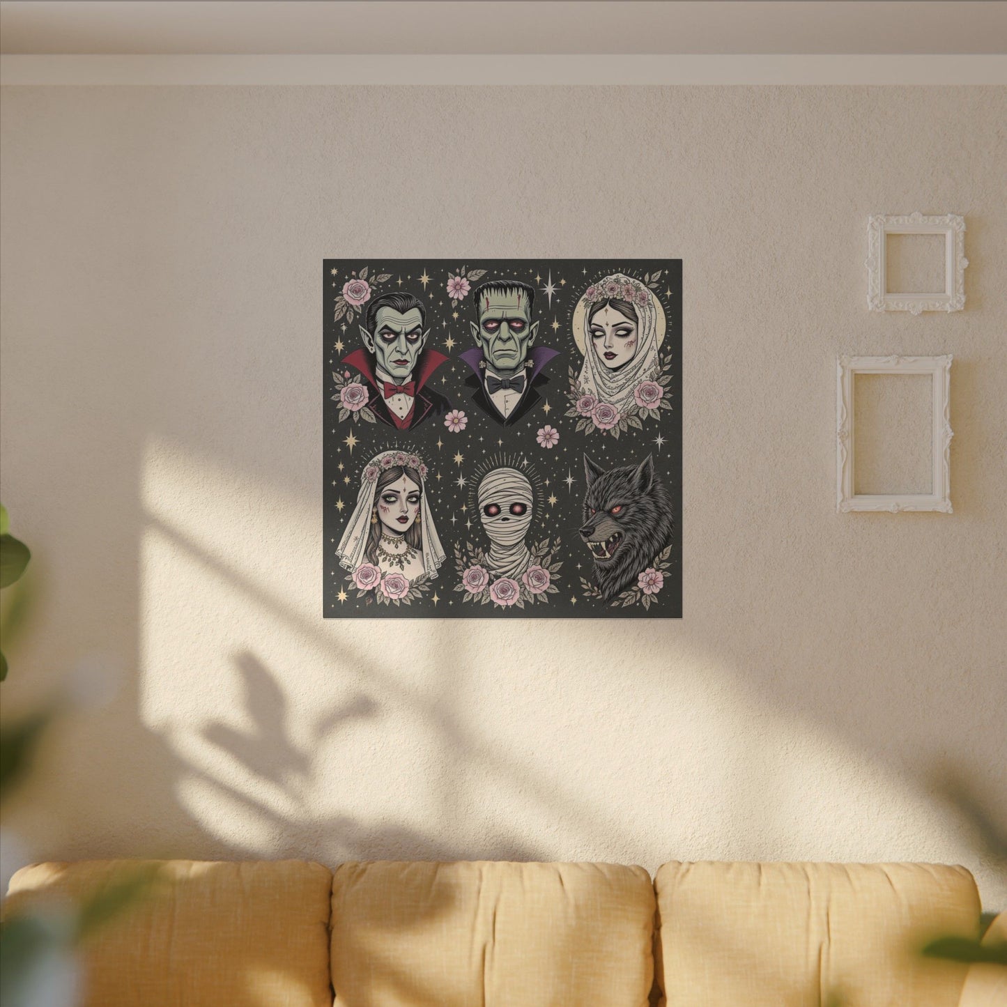 Gothic Horror Art Canvas Print, Wall Decor, Halloween Decoration, Spooky Home Art, Vampire and Monster Wall Art