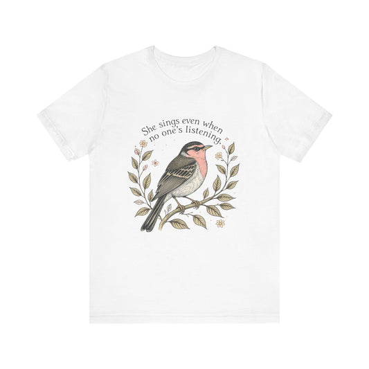 Nature-Inspired Inspirational T-Shirt, Bird Graphic Tee, Music Lovers Gift, Eco-Friendly Apparel, Casual Summer Style