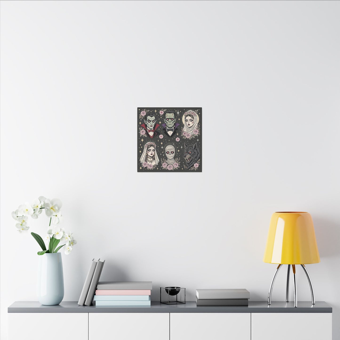 Gothic Horror Art Canvas Print, Wall Decor, Halloween Decoration, Spooky Home Art, Vampire and Monster Wall Art