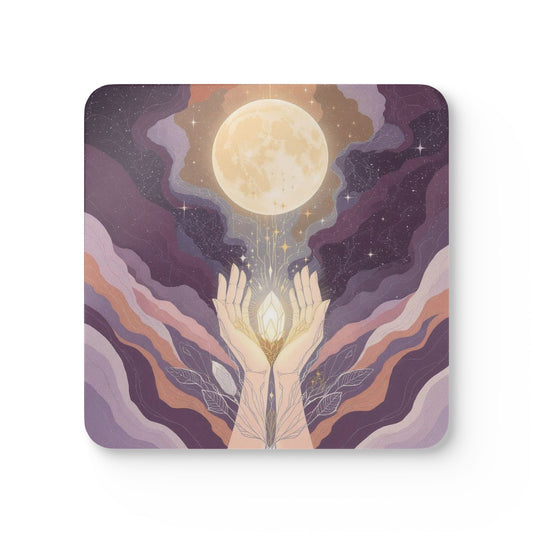 Moonlit Hands Cork Coaster Set | Boho Home Decor, Celestial Barware, Unique Gift for Nature Lovers, Housewarming Essentials, [...]
