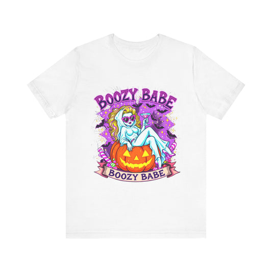 Boozy Babe Ghost T-Shirt, Halloween Shirt, Spooky Tee, Funny Ghost Top, Halloween Party Costume