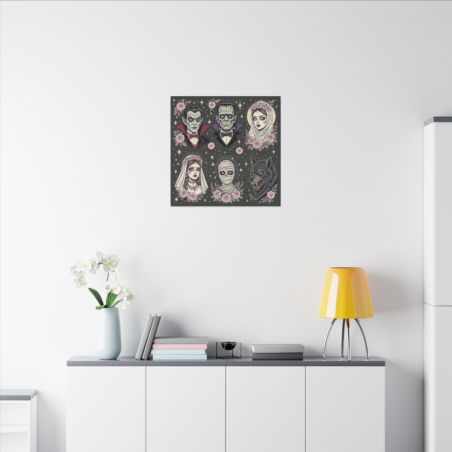 Gothic Horror Art Canvas Print, Wall Decor, Halloween Decoration, Spooky Home Art, Vampire and Monster Wall Art