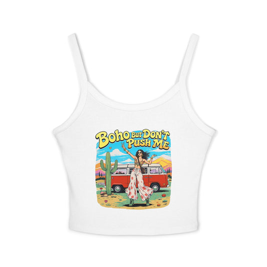 Boho Vibes Spaghetti Strap Tank Top - Women's Summer Top, Vacation Wear, Festival Outfit, Gift for Her, Bohemian Style Top