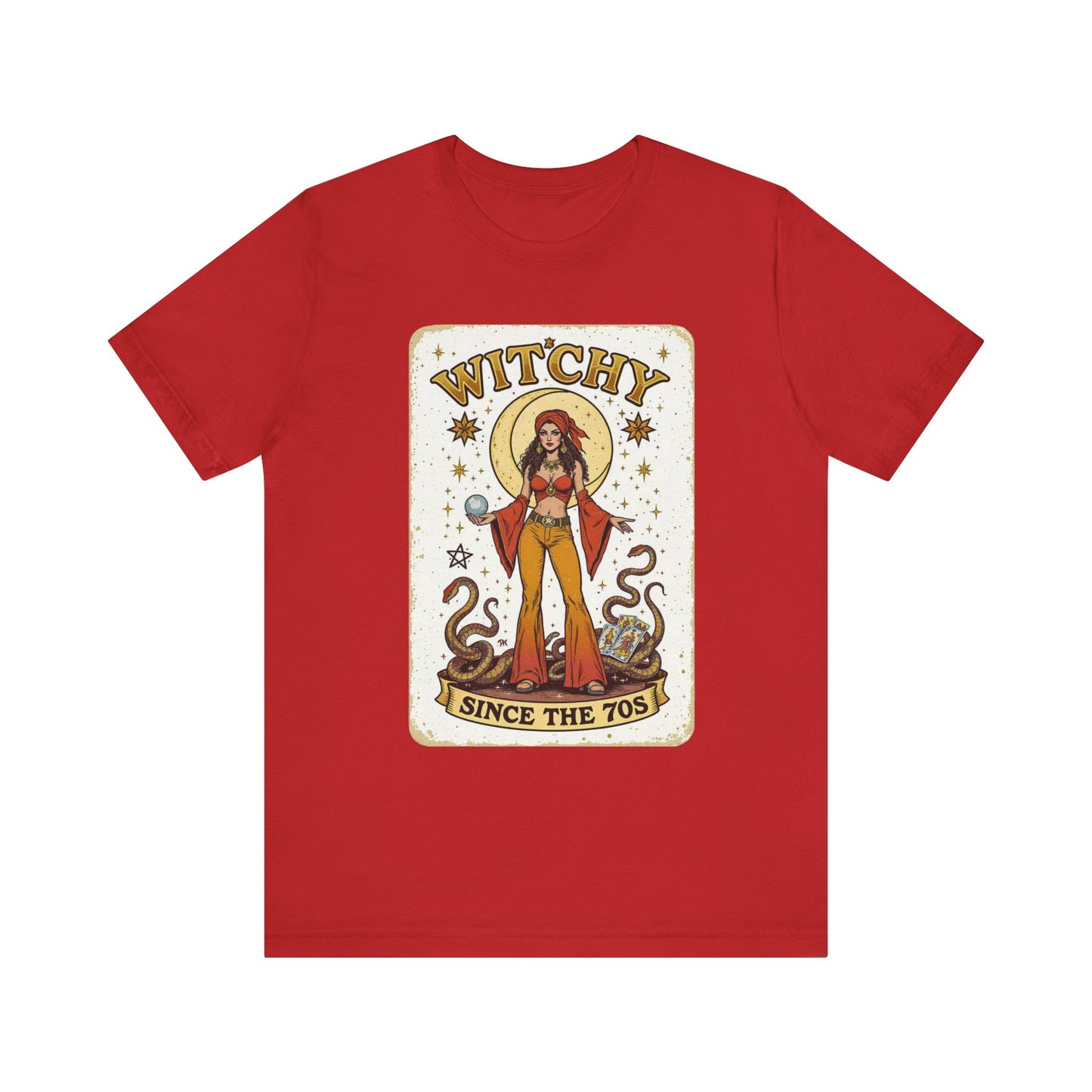 Witchy Graphic Tee, Unisex Vintage Shirt, 70s Inspired Apparel, Perfect Gift for Witch Lovers, Casual Summer Wear, Halloween Outfit